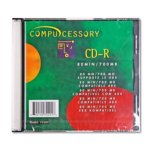 Compucessory CD-R, 52x, 700MB/80Min, Branded, w/ Jewel Case