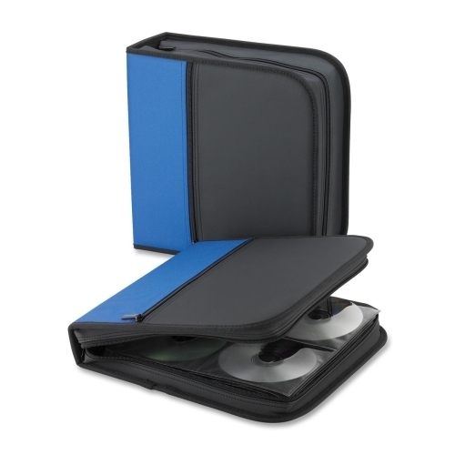 Compucessory CD/DVD Wallet, 11-1/7"x6"x1-1/2", 64 Cap., Blue/Black