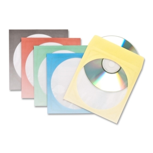 Compucessory CD/DVD Envelopes, 4" Clear Window, 5"x5", 100/BX, Assorted
