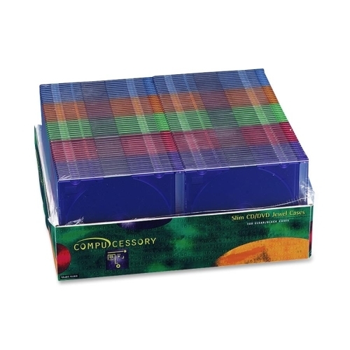 Compucessory Thin CD/DVD Jewel Case, One CD W/Literature, 100/PK, Clear