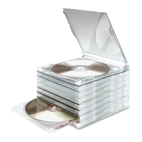 Compucessory Jewel Cases, Stackable, Holds DVDs or CDs, 10/PK, Clear