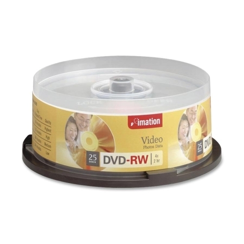 Imation DVD-RW, Rewritable, 4X, 4.7GB, 25/PK, Silver