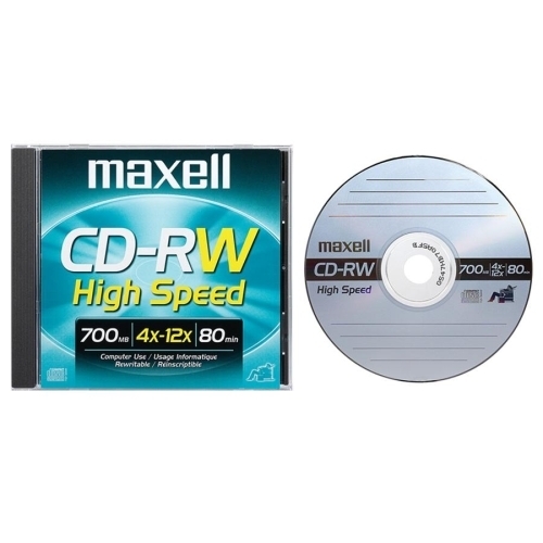 Maxell Corp. Of America CD-RW ,Rewritable, 4-12X Speed, 700MB/80MIN, Branded
