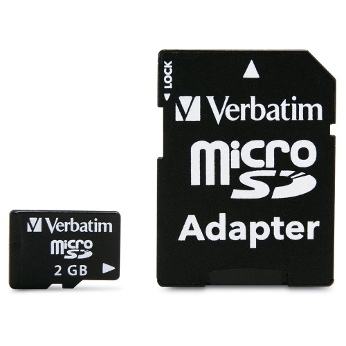 Verbatim Corporation Micro SD Card, w/ Adapter, 2 GB