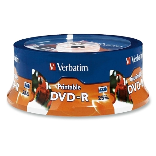 Verbatim Corporation DVD-R, 4.7GB, 16X, Inkjet/Hub Printable, Spindle, 25/PK, WE