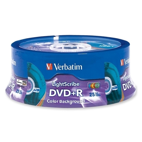 Verbatim Corporation DVD+R, 4.7GB, 16x, 25/PK, Color LightScribe