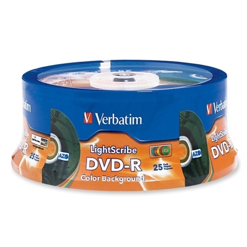 Verbatim Corporation DVD-R, 4.7GB, 16x, 25/PK, Color LightScribe