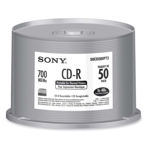 Sony Electronics CD-R Recordable Disc, 48X, 700MB/80MIN, 50/PK, Gold