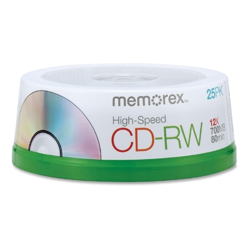 Memorex CD-RW, 8x to 12x, 700MB/80min, 80 High Speed, 25/PK