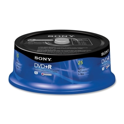 Sony Electronics DVD+R, 16X, 4.7GB, Inkjet Printable, 25/PK