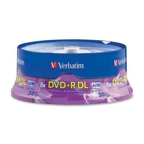 Verbatim Corporation Double Layer DVD+R, 8.5GB, 8X, 30PK, Spindle/Branded