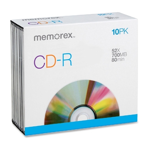 Memorex CD-R, w/ Slim Jewel Case, 52x, 700MB/80 Min, 10/PK