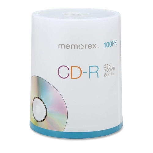 Memorex CD-R, 52X, 700MB/80 Min, Write Once, Branded, 100/PK