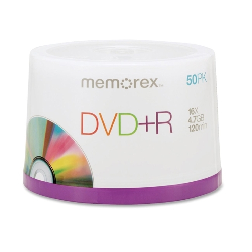 Memorex DVD+R, 16X, 4.7GB, Branded, 50/PK