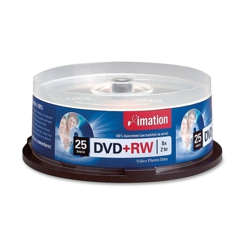 Imation DVD+RW Rewritable, 8X, 4.7GB, Branded, 25/PK, Silver