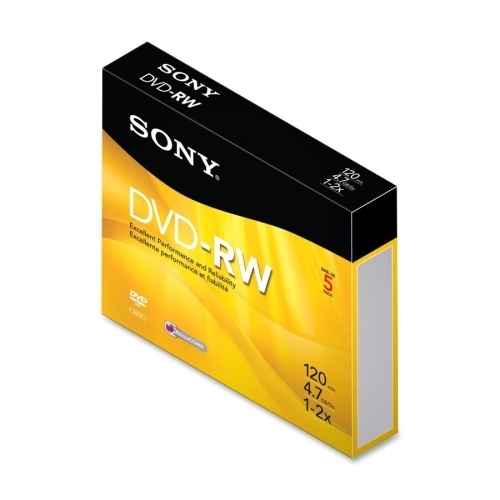 Sony Electronics DVD-RW, 2X Max Speed, 4.7GB, 120 Min, 5/PK, Jewel Case