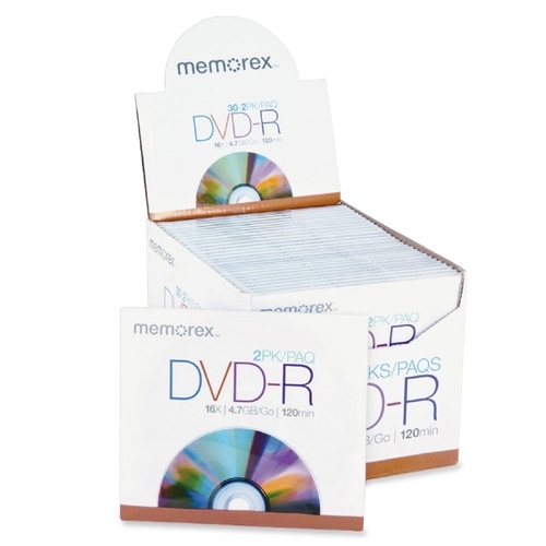 Memorex DVD-R, 16x, 4.7GB, 2/PK