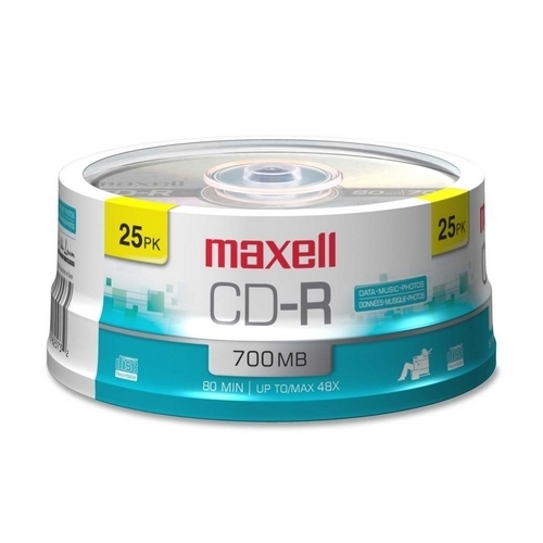 Maxell Corp. Of America CD-R, 80 Min/700MB, 48X, Branded, 25/PK