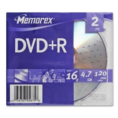 Memorex DVD+R, 16x, 4.7GB, 2/PK
