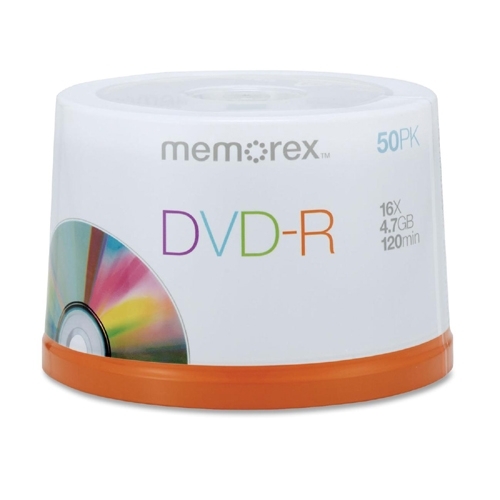 Memorex DVD-R, 16X, 4.7GB, Branded, 50/PK