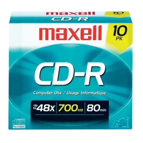 Maxell Corp. Of America Recordable Compact Disc, 80Min/700MB, 48X, 10/PK