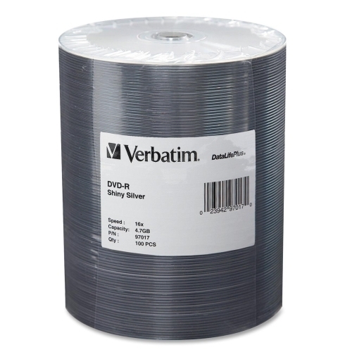 Verbatim Corporation DVD-R, 4.7GB, 16x, 100/PK, Shiny Silver