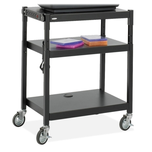 Safco Products Company Adjustable-Height Cart, 27-1/4"x18-1/4"x36-1/2", Black