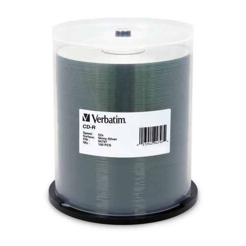 Verbatim Corporation CD-R, 52X Speed, 700MB/80Min, Shiny Silver, 100/PK
