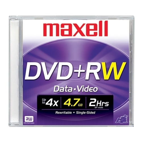 Maxell Corp. Of America DVD+RW, 4X, 4.7GB, Branded w/ Jewel Case