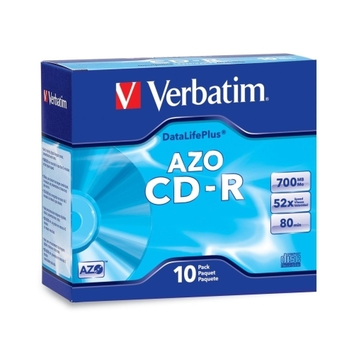 Verbatim Corporation CD-R Disc, 52X, 700MB/80MIN, Branded, Slim Case, 10/PK