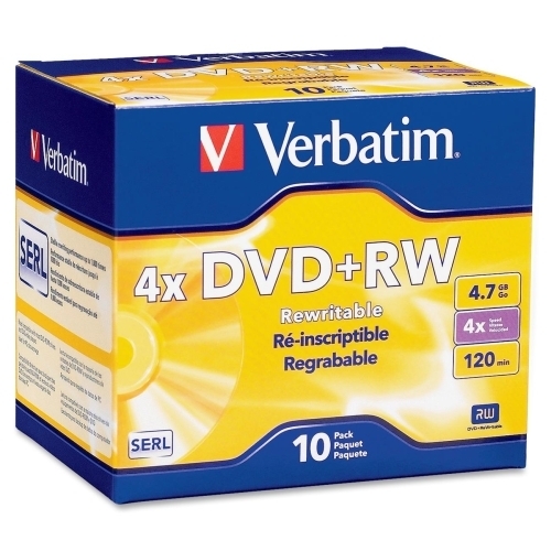 Verbatim Corporation DVD+RW, 4.7GB, 1X-4X Recording Speed, 10/PK