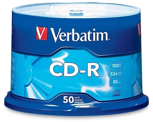 Verbatim Corporation CD-R, Recordable, 52x, 700MB/80Min, Branded Surface, 50/PK