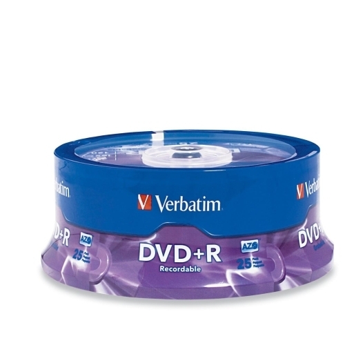 Verbatim Corporation DVD+R Spindle, 4.7GB, 120 Min Video, 16X, 25/PK