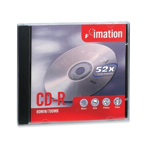 Imation CD-R, w/ Jewel Case, Branded, 80Min/700MB, 52X, Silver