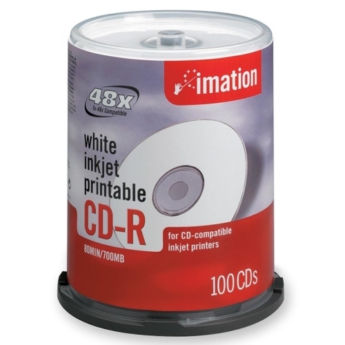 Imation CD-R,Inkjet Printable Surface,700MB/80MIN,52X,100/Spindle,WE