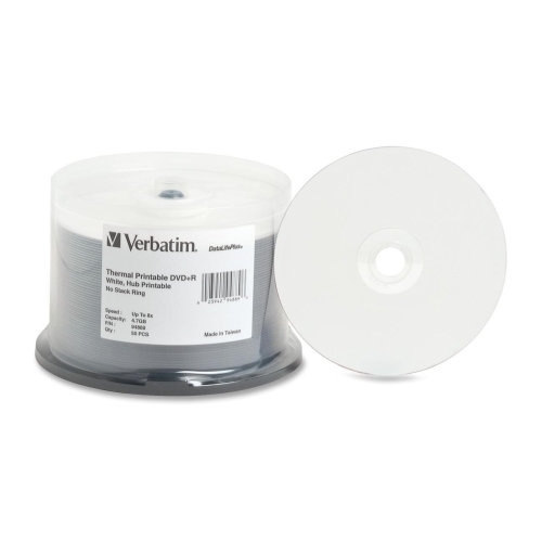 Verbatim Corporation DVD+R, 8X Recording Speed, Thermal Printable Surface, 50/PK