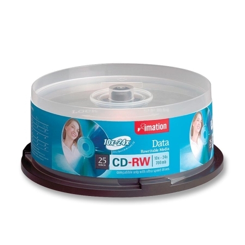 Imation CD-RW,10-24X,700MB/80Min,Ultra Speed,Branded,25/PK,Silver