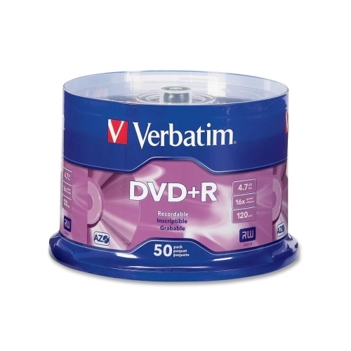 Verbatim Corporation DVD+R, 16x Speed, 4.7GB, Branded, F/Recorders/Drives, 50/PK Verbatim Corporation DVD+R, 16x Speed, 4.7GB, Branded, F/Recorders/Drives, 50/PK