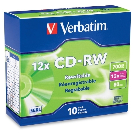 Verbatim Corporation CD-RW, 80 Min/700MB, 4X-12X High Speed, 10/PK