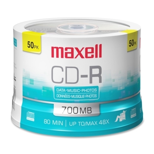 Maxell Corp. Of America CD-R, 80 Min/700MB, 48X, Branded, 50/PK