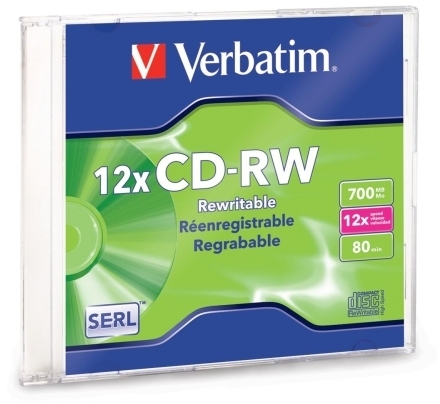 Verbatim Corporation CD-RW,80 Min/700MB,Branded w/ Slim Case,4X-12XHigh Speed