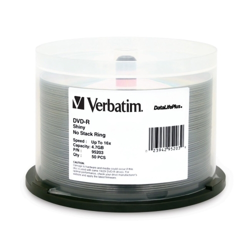 Verbatim Corporation DVD-R, 16X, 4.7GB, 50/PK, Silver
