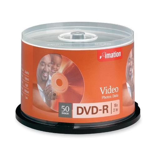 Imation DVD-R, 16x, 4.7GB, Branded, 50/PK,Silver
