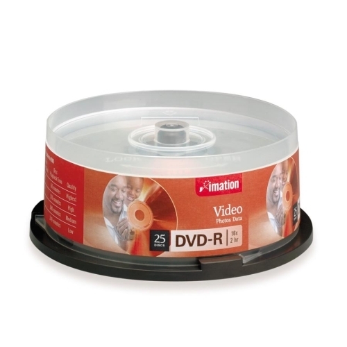 Imation DVD-R,4.7GB,Branded,Single-Sided,Write Once,25/PK,Silver