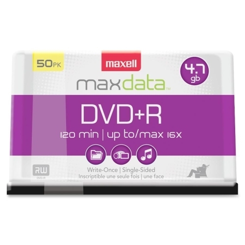 Maxell Corp. Of America DVD+R, 16X Speed, 4.7GB, Branded, 50/PK