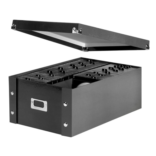 Ideastream Products Storage Box, CD,10-1/4"x13-3/4"x6",60 CDs,Leather Like,Black