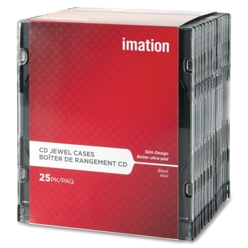 Imation CD/DVD Slim Jewel Case, 5-5/8"x3/16"x4-15/16", Black/Clear