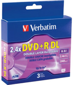 2.4X Double Layer dvd+R - 3 Pack