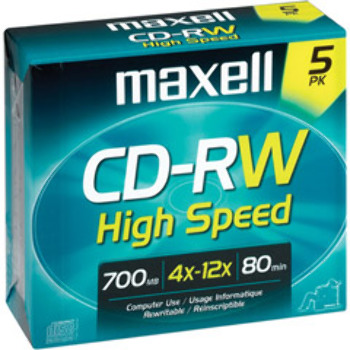 12X High-Speed Rewritable CD-RW - 5 Pack