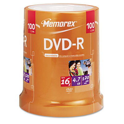 DVD-R Discs 4.7GB 16x Spindle Silver 100/Pack